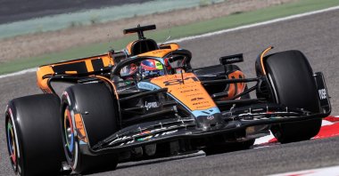 McLaren&#039;s Australian driver Oscar Piastri drives during the first day of Formula One pre-season testing at the Bahrain International Circuit, Sakhir, Bahrain, Feb. 23, 2023. (AFP Photo)