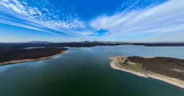The occupancy rate of Ömerli Dam is measured at 49.44%, Istanbul, Türkiye, Feb. 23, 2023. (AA Photo)
