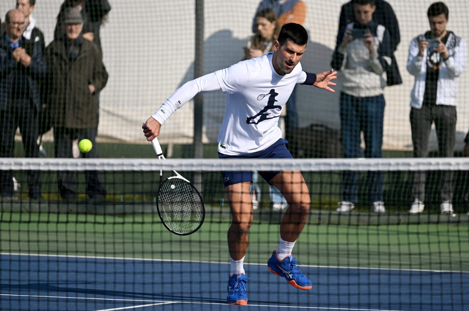 Serbian tennis player Novak Djokovic attends a training session, Belgrade, Serbia, Feb.  22, 2023. (AFP Photo)