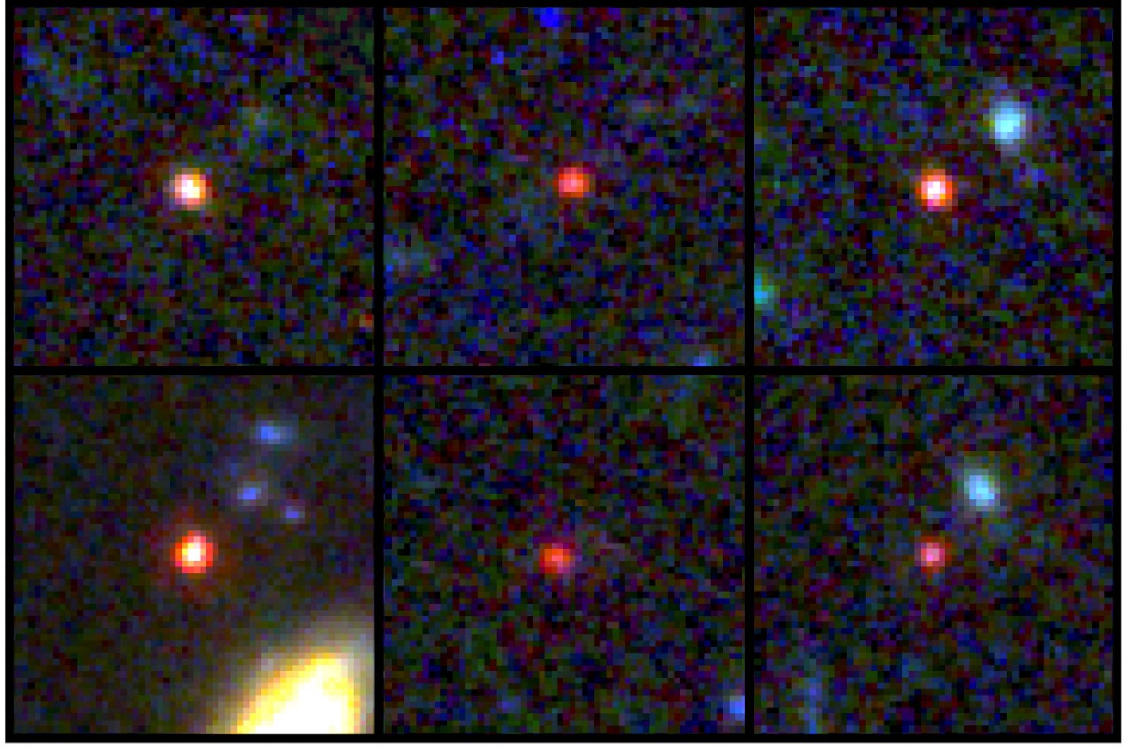 Images of six massive candidate galaxies, seen 540 million to 770 million years after the Big Bang, Outer Space. (Reuters Photo)