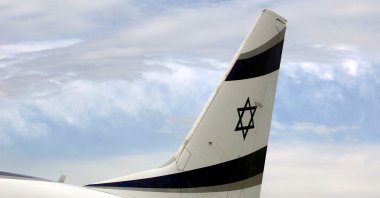 An Israel El Al airlines plane is seen after landing in Nice, France, April 4, 2019. (Reuters Photo)