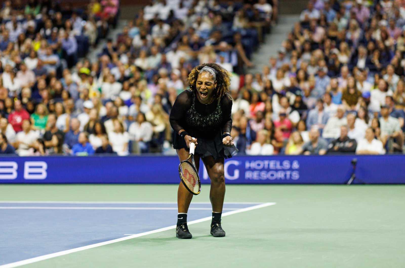 U.S.&#039; Serena Williams celebrates during her match against Australia&#039;s Ajla Tomljanovic in the third round of the women&#039;s singles at the U.S. Open at the USTA Billie Jean King National Tennis Center, New York City, U.S., Sept. 2, 2022. (Getty Images Photo)