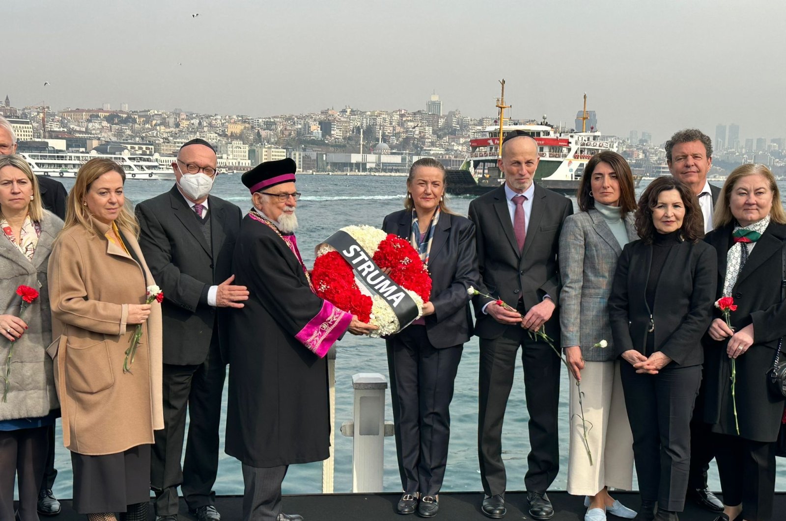 A commemoration ceremony was held in Istanbul for the victims of the 1942 Struma disaster, Istanbul, Türkiye, Feb. 24, 2023. (DHA Photo)