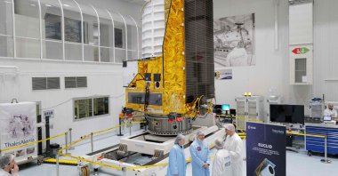 Scientists attend the Euclid presentation in Cannes, France, Feb. 21, 2023. (AFP Photo)