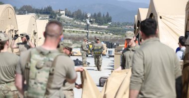 The United States Agency for International Development (USAID) begins building a 100-bed field hospital for earthquake victims in southeastern Hatay province, Türkiye, Feb. 26, 2023. (AA Photo)