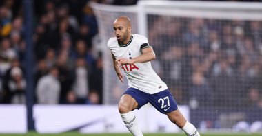 Tottenham Hotspur's Lucas Moura during the Premier League match against West Ham United at Tottenham Hotspur Stadium, London, U.K., Feb. 19, 2023. (Getty Images Photo)