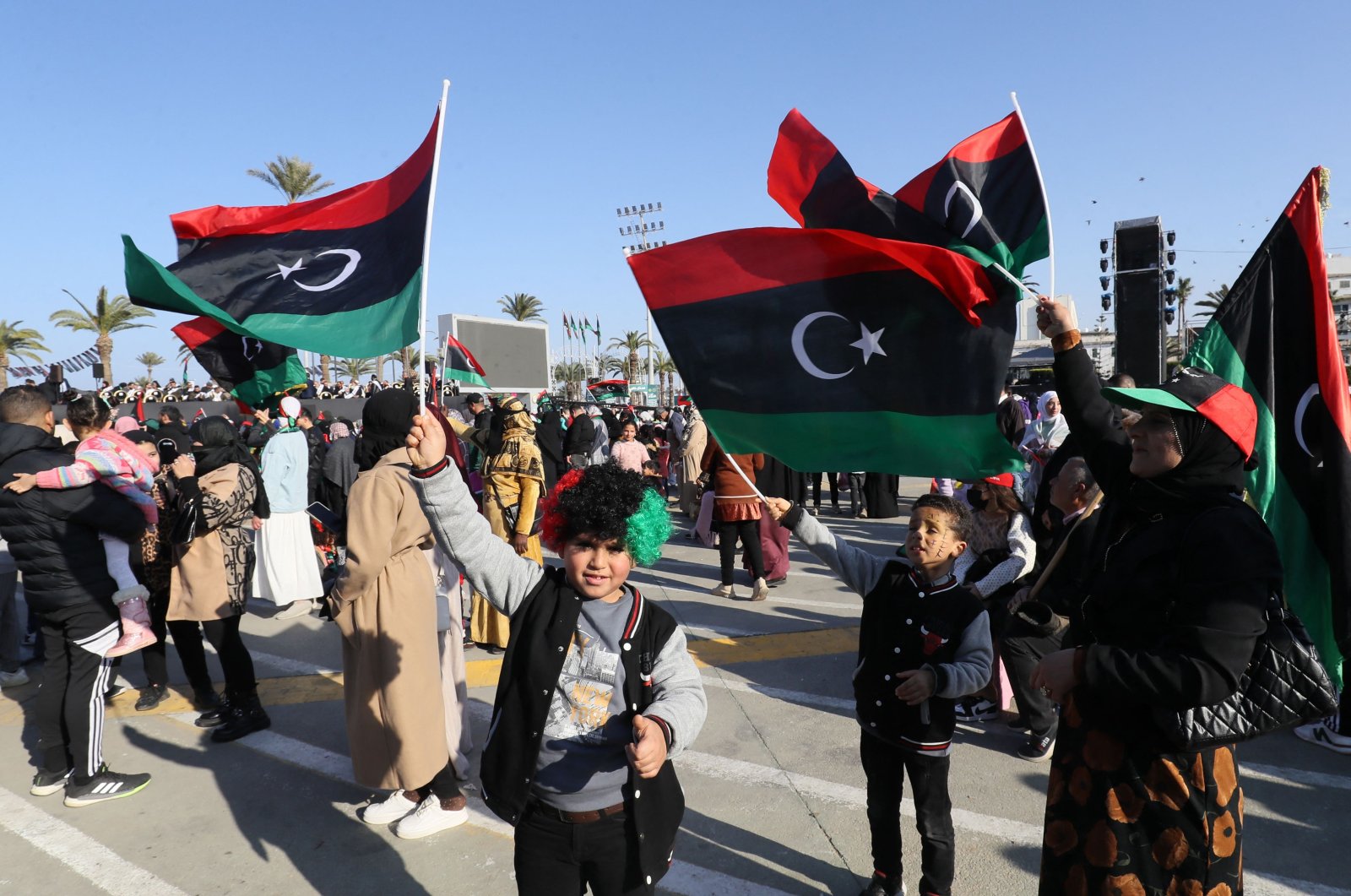 Libyans gather at the Martyrs&#039; Square in Libya&#039;s capital Tripoli on Feb. 17, 2023, as they commemorate the 11th anniversary of the uprising that toppled Moammar Gadhafi. (AFP File Photo)