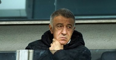 Trabzonspor President Ahmet Ağaoğlu during Trabzonspor's Ziraat Cup match against Ümraniyespor. (IHA Photo)