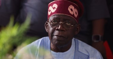 Ruling party candidate Bola Tinubu during celebrations after winning the presidential election, Abuja, Nigeria, March 1, 2023. (AFP Photo)