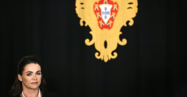 Hungarian President Katalin Novak attends a press conference with the Portuguese president after their meeting at Belem Palace in Lisbon, Portugal, Feb. 23, 2023. (EPA Photo)