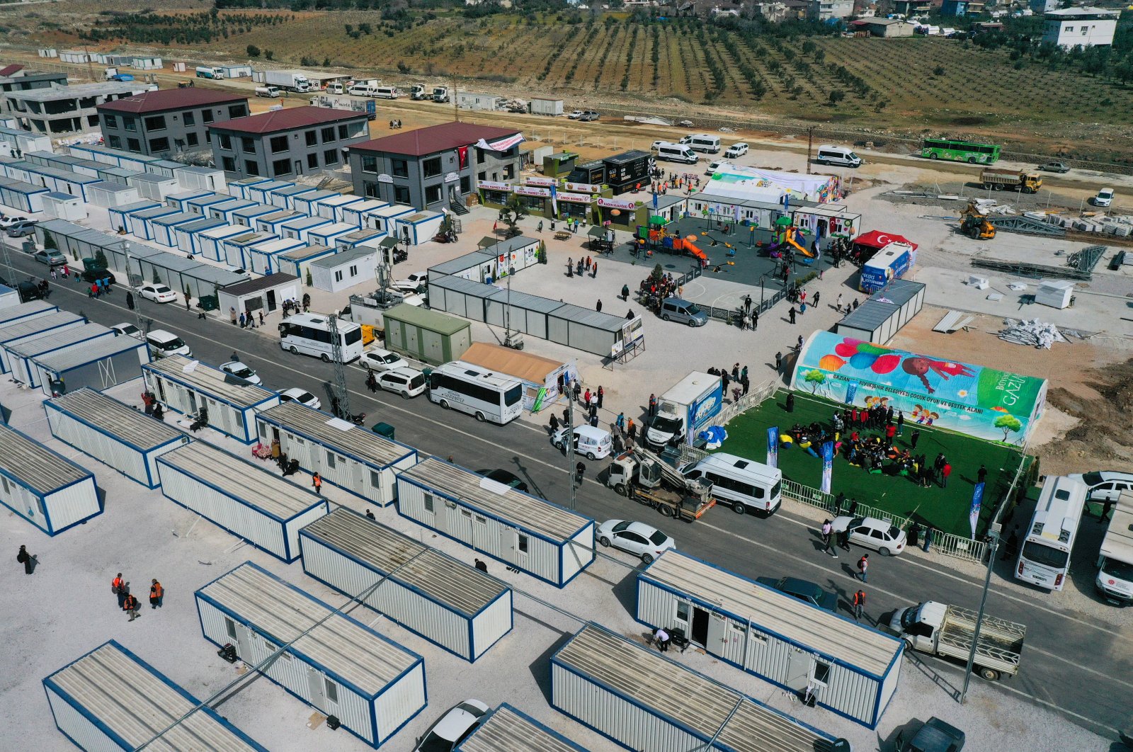 The 3,000-person container city built in Islahiye, Gaziantep, southeastern Türkiye, Feb. 28, 2023. (AA Photo)