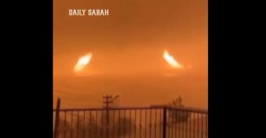 This undated screengrab shows a view of the flames in Adıyaman, Türkiye.