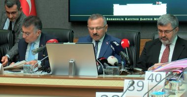 The Parliamentary Constitution and Justice Commission discuss a report stipulating the removal of legislative immunity for two opposition lawmakers, in the capital Ankara, Türkiye, March 2, 2023. (DHA Photo)