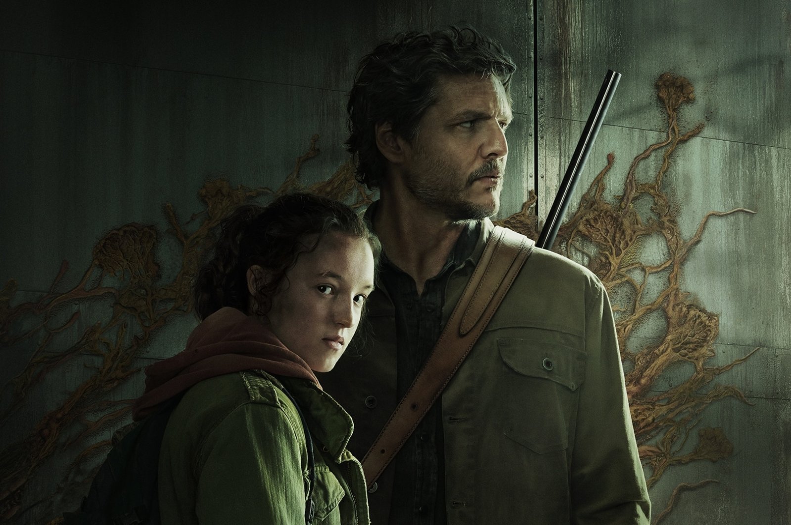 A still shot from &quot;The Last of Us&quot; shows Pedro Pascal (R) and Bella Ramsey as Joey and Ellie.