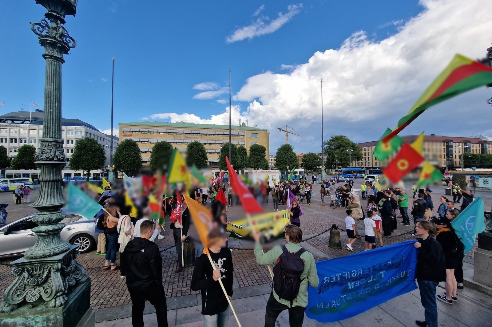 PKK/YPG terrorist sympathizers hold protests in Gothenburg, Sweden, June 20, 2022. (IHA Photo)