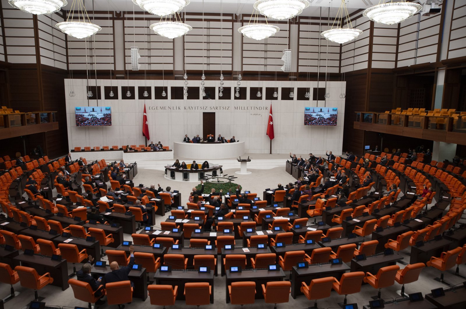 The General Assembly of the Turkish Parliament convenes for a session to discuss recent earthquakes, March 2, 2023. (AA Photo)