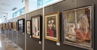 Works exhibited at Zeytinburnu Culture and Art Center, Istanbul, Türkiye, March 3, 2023. (AA Photo)