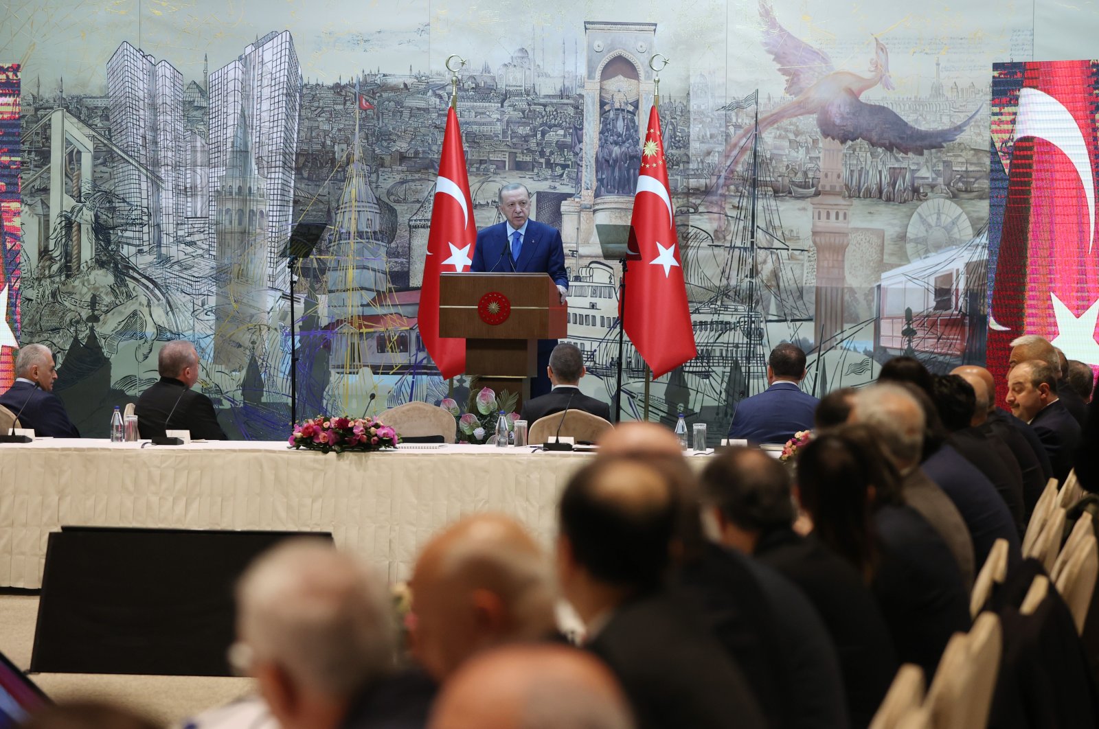 President Recep Tayyip Erdoğan speaks in a news conference in Istanbul, Türkiye, March 3, 2023. (DHA Photo)