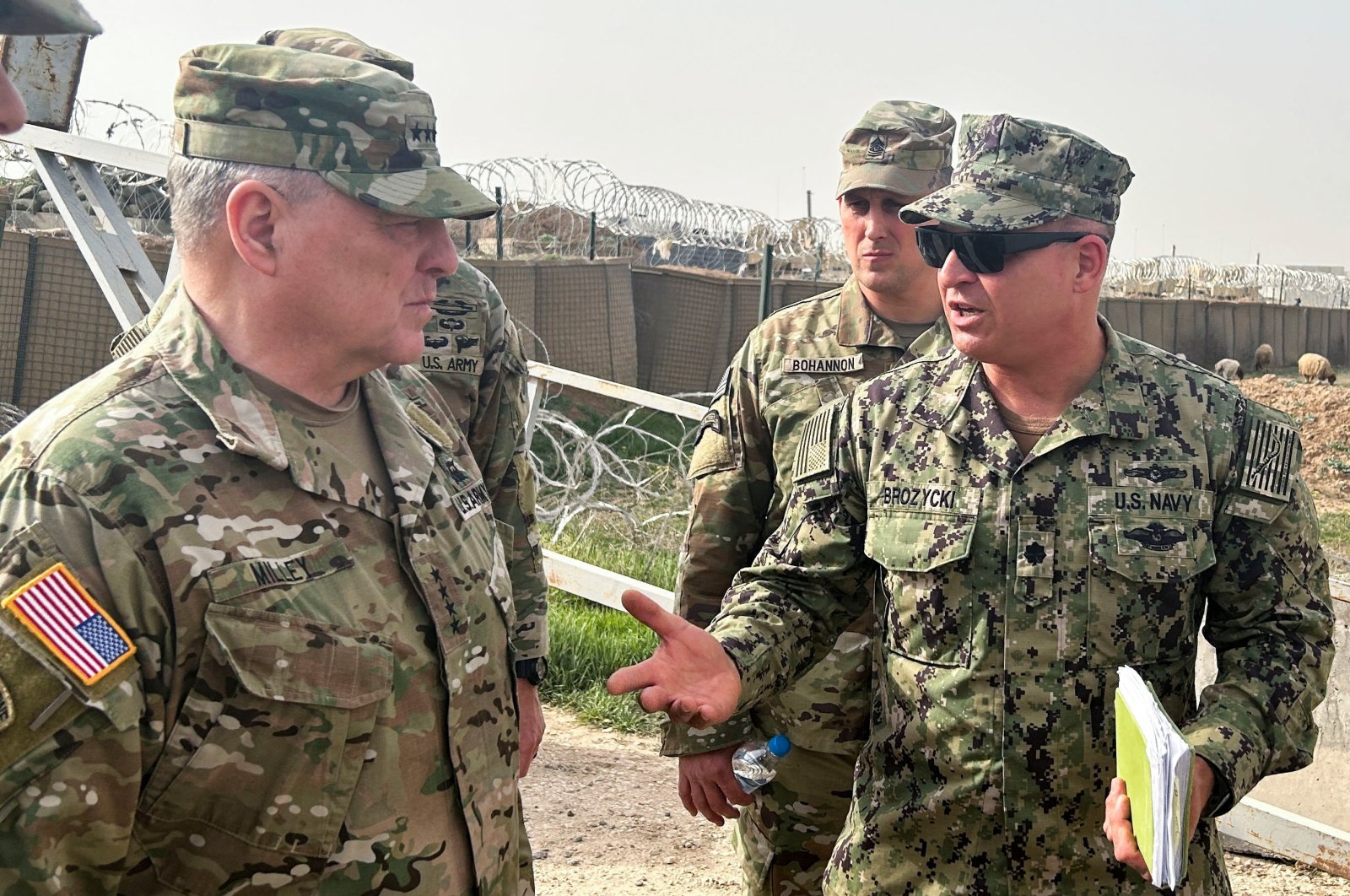 U.S. Joint Chiefs Chair Army General Mark Milley speaks with U.S. forces in Syria during an unannounced visit, at a U.S. military base in northeast Syria, March 4, 2023. (Reuters Photo)