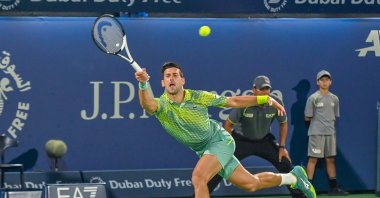 Serbian Novak Djokovic during "Dubai Duty Free" Tennis Championship match against Russian Daniil Medvedev, Dubai, UAE, March 3, 2023. (AA Photo)