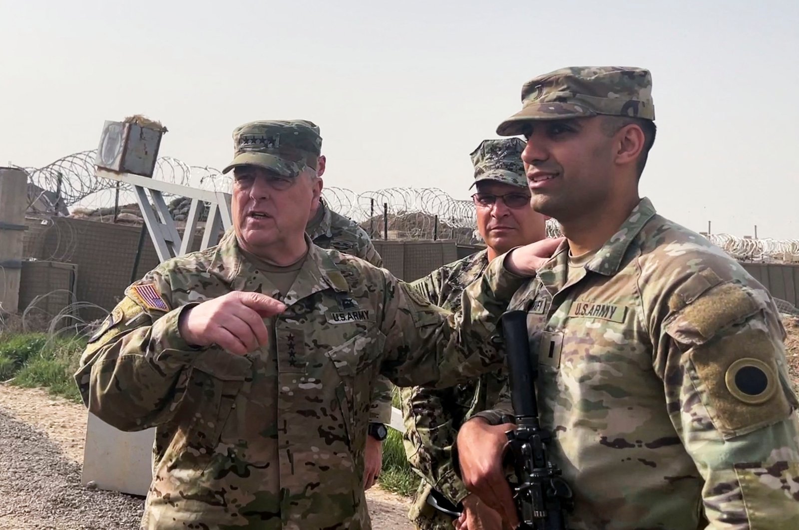 U.S. Joint Chiefs Chair Army General Mark Milley speaks with U.S. forces in Syria during an unannounced visit, at a U.S. military base in Northeast Syria, March 4, 2023. (Reuters Photo)