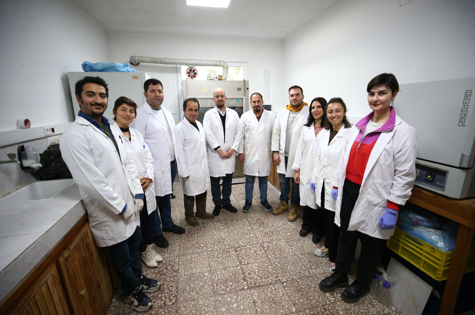 Mustafa Yücel with his research team in Middle East Technical University (METU), Ankara, Türkiye, March 6, 2023. (AA Photo)