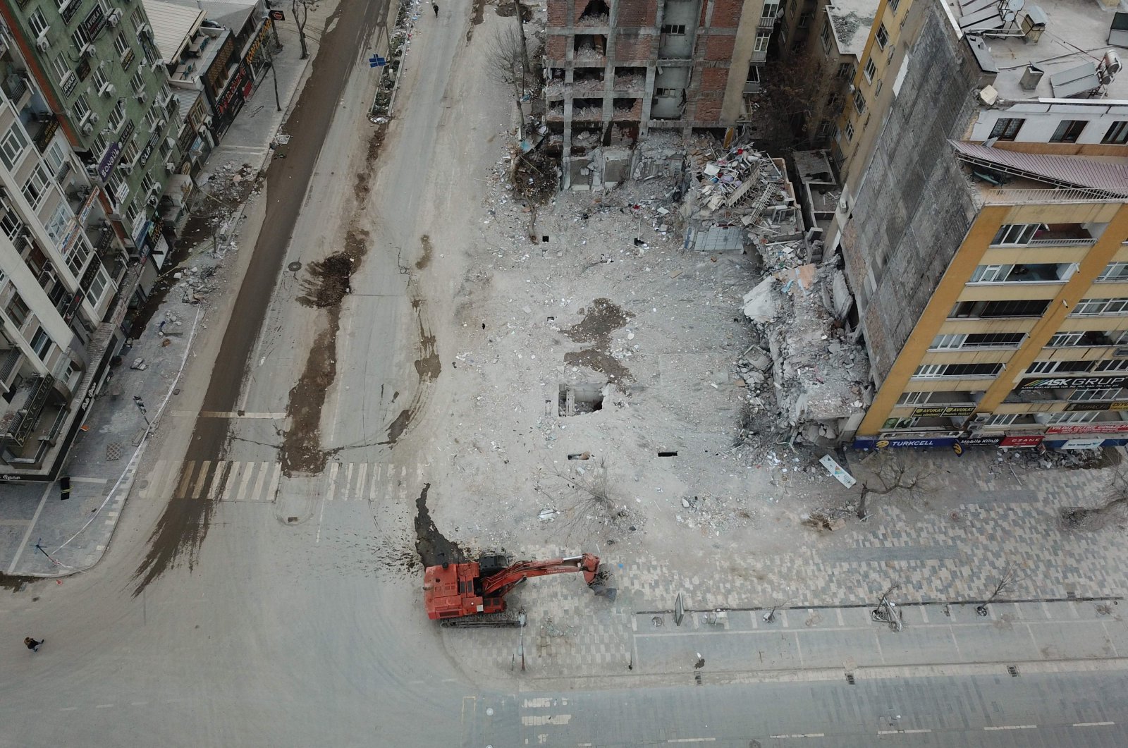 An aerial view shows debris from collapsed buildings in Kahramanmaraş, Türkiye, March 5, 2023. (AFP Photo)