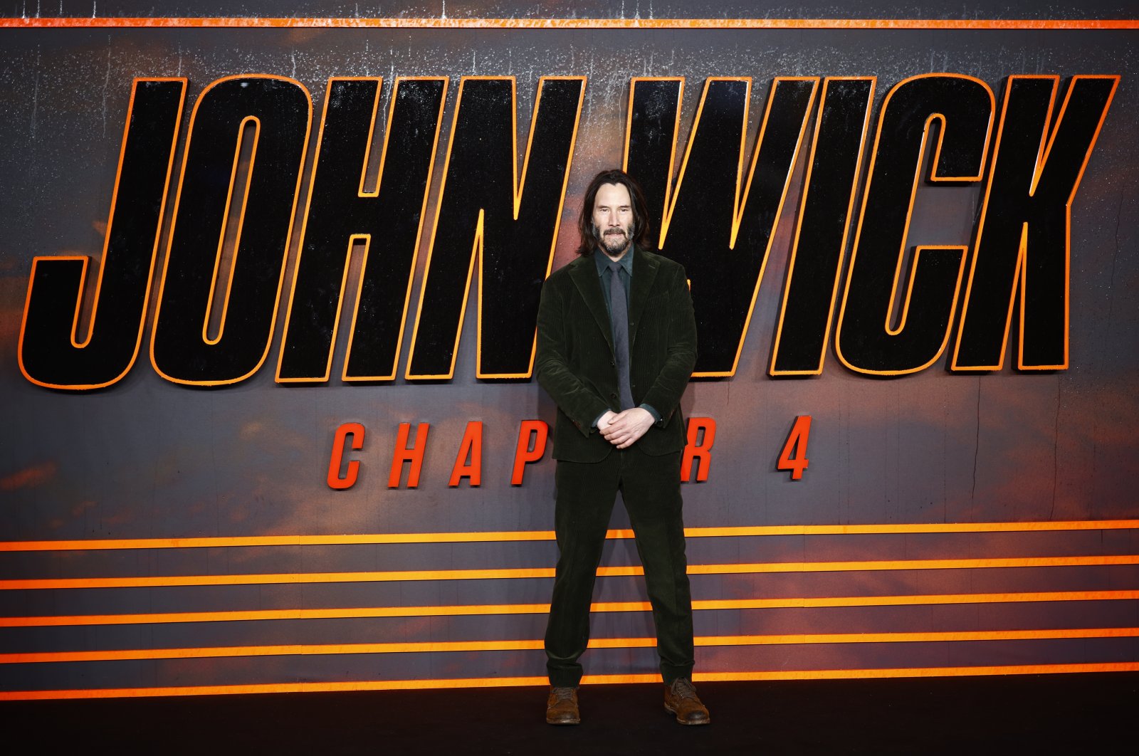 U.S. actor Keanu Reeves arrives at the U.K. premiere of &quot;John Wick: Chapter 4&quot; at Cineworld Leicester Square in London, U.K., March 6, 2023. (EPA Photo)