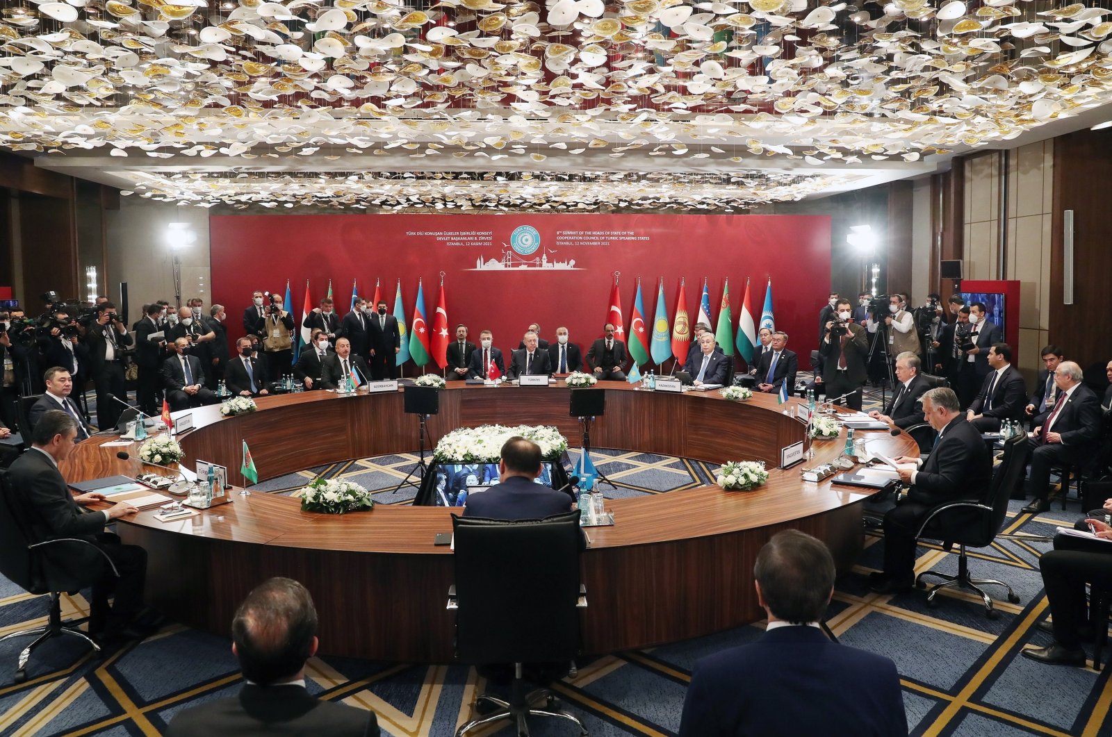 Leaders of the Organization of Turkic States attend a summit in Istanbul, Türkiye, Nov. 12, 2021. (EPA File Photo)