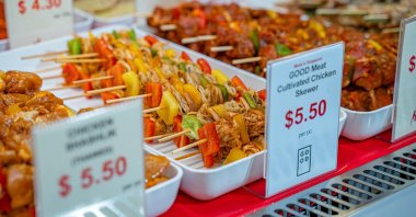 GOOD Meat cultivated chicken skewers at a butchery in Singapore. (Reuters Photo)