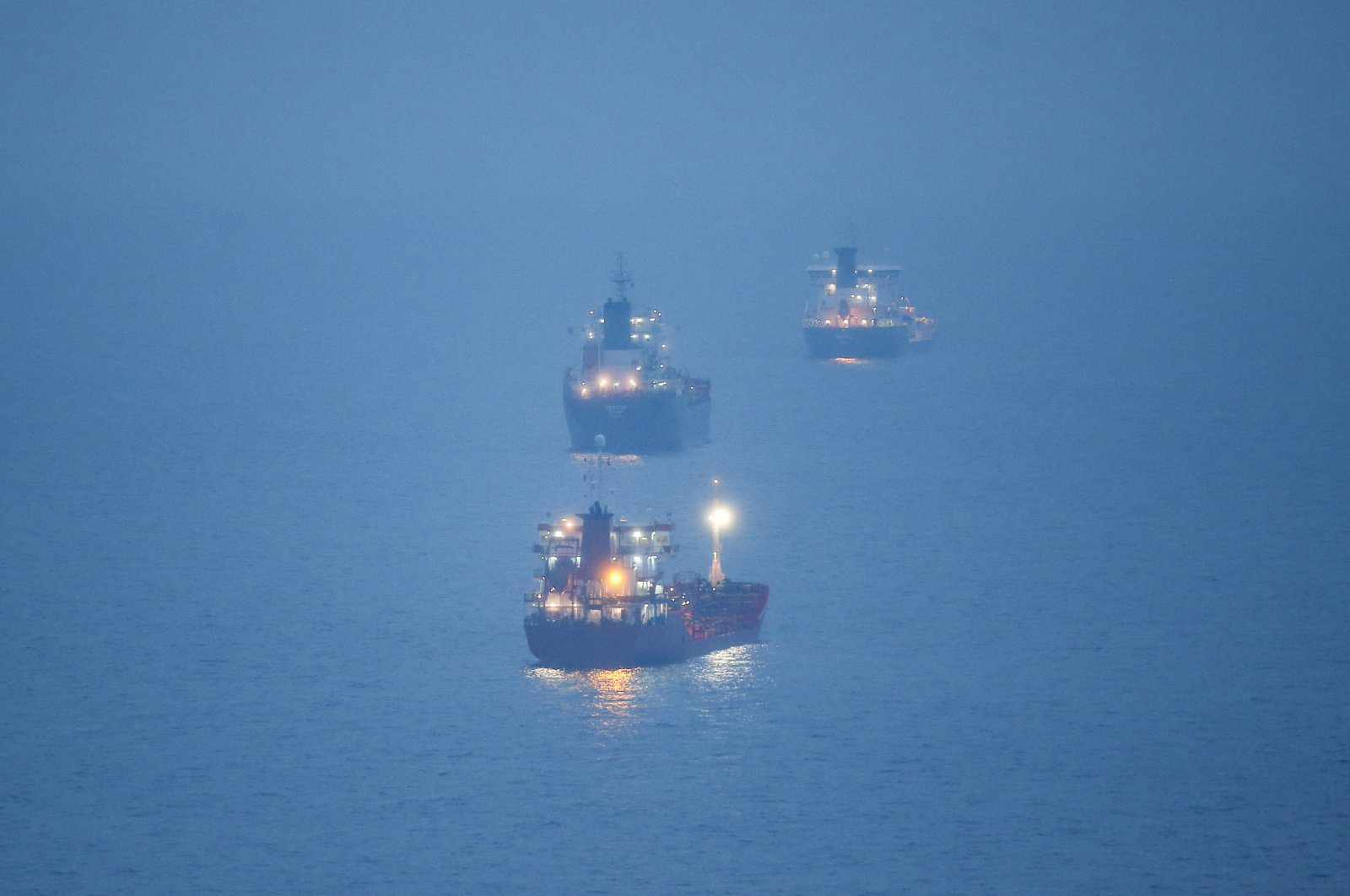Oil tanker ships are anchored in the Black Sea near the Bosporus Strait in Istanbul, Türkiye, Dec. 15, 2022. (AP Photo)