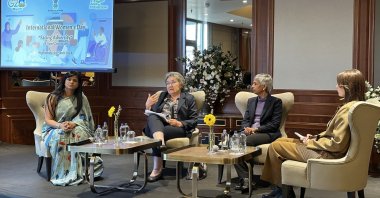 Panelists during a discussion organized by India&#039;s Embassy on the occasion of International Women&#039;s Day in the capital Ankara, Türkiye, March 8, 2023. (Courtesy of Indian Embassy)