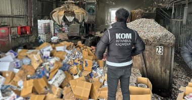 Piles of illegal cigarettes seized during operations carried out in Istanbul over the last seven months, Istanbul, Türkiye, March 9, 2023. (AA Photo)