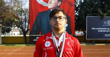 Türkiye's 27-medal winning Emirhan Akçakoca poses for photo ahead of European Championships, Tekirdağ, Türkiye, March 9, 2023. (AA Photo)