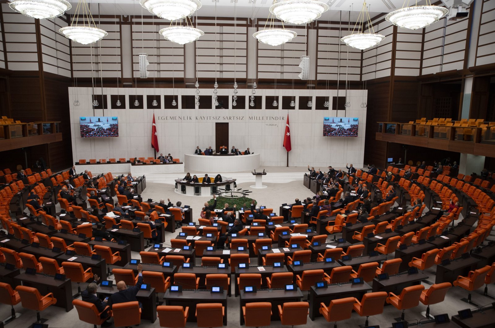 The General Assembly of Parliament convenes for a session to discuss the recent earthquakes, Ankara, Türkiye, March 2, 2023. (AA Photo)