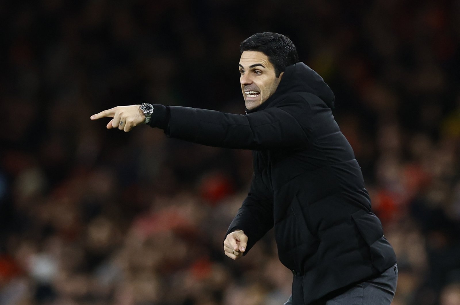 Arsenal manager Mikel Arteta reacts during Premier League match against Everton at the Emirates Stadium, London, UK., March 1, 2023. (Reuters Photo) 