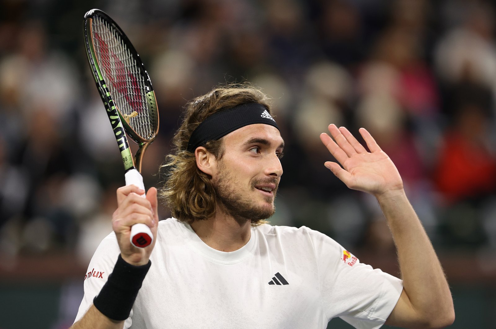 Greece&#039;s Stefanos Tsitsipas plays in the Eisenhower Cup Tie Break Tens during the BNP Paribas Open, Indian Wells, California, U.S., March 8, 2023. (AFP Photo)