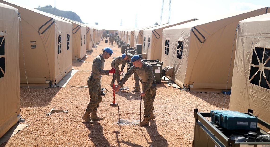 Turkish troops work to set up a tent camp for earthquake victims in the southeastern Hatay province, Türkiye, March 10, 2023. (DHA Photo)
