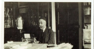 This black-and-white photograph shows David Solomon Sassoon (undated) and is part of the exhibition "The Sassoons," on view at the Jewish Museum in New York, U.S. (dpa Photo)