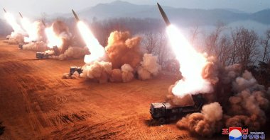 A view of fire assault drill at an undisclosed location in North Korea, March 10, 2023. (Reuters Photo)