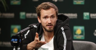 Russia's Daniil Medvedev responds to a question during a press conference during the BNP Paribas Open tennis tournament at the Indian Wells Tennis Garden, Indian Wells, California, U.S., March 8, 2023. (EPA Photo)