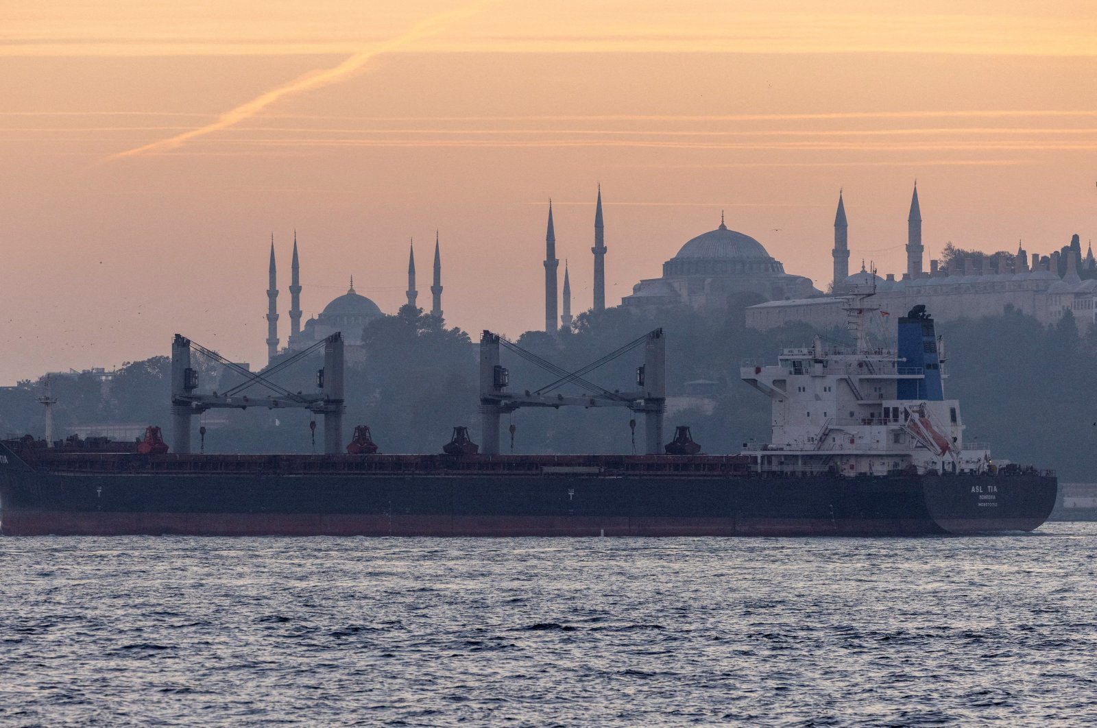 Asl Tia, a cargo vessel carrying Ukrainian grain, transits the Bosporus, in Istanbul, Türkiye, Nov. 2, 2022. (Reuters Photo)