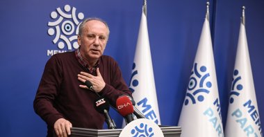 Muharrem Ince speaks at his party&#039;s headquarters, in the capital Ankara, Türkiye, March 12, 2023. (AA Photo)