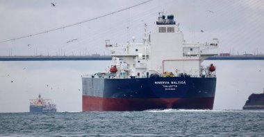 The Maltese-flagged crude oil tanker Minerva Baltica sails in the Bosporus, on its way to the Black Sea, in Istanbul, Türkiye, Dec. 5, 2022. (Reuters Photo)
