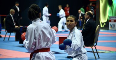 Karatekas in action during the second leg of the Karate 1 A Series 2023 World Sports competition, Konya, Türkiye, March 11, 2023. (AA Photo)