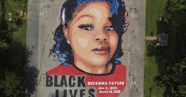 A ground mural depicting a portrait of Breonna Taylor is seen at Chambers Park in Annapolis, Md., U.S., July 6, 2020. (AP Photo)
