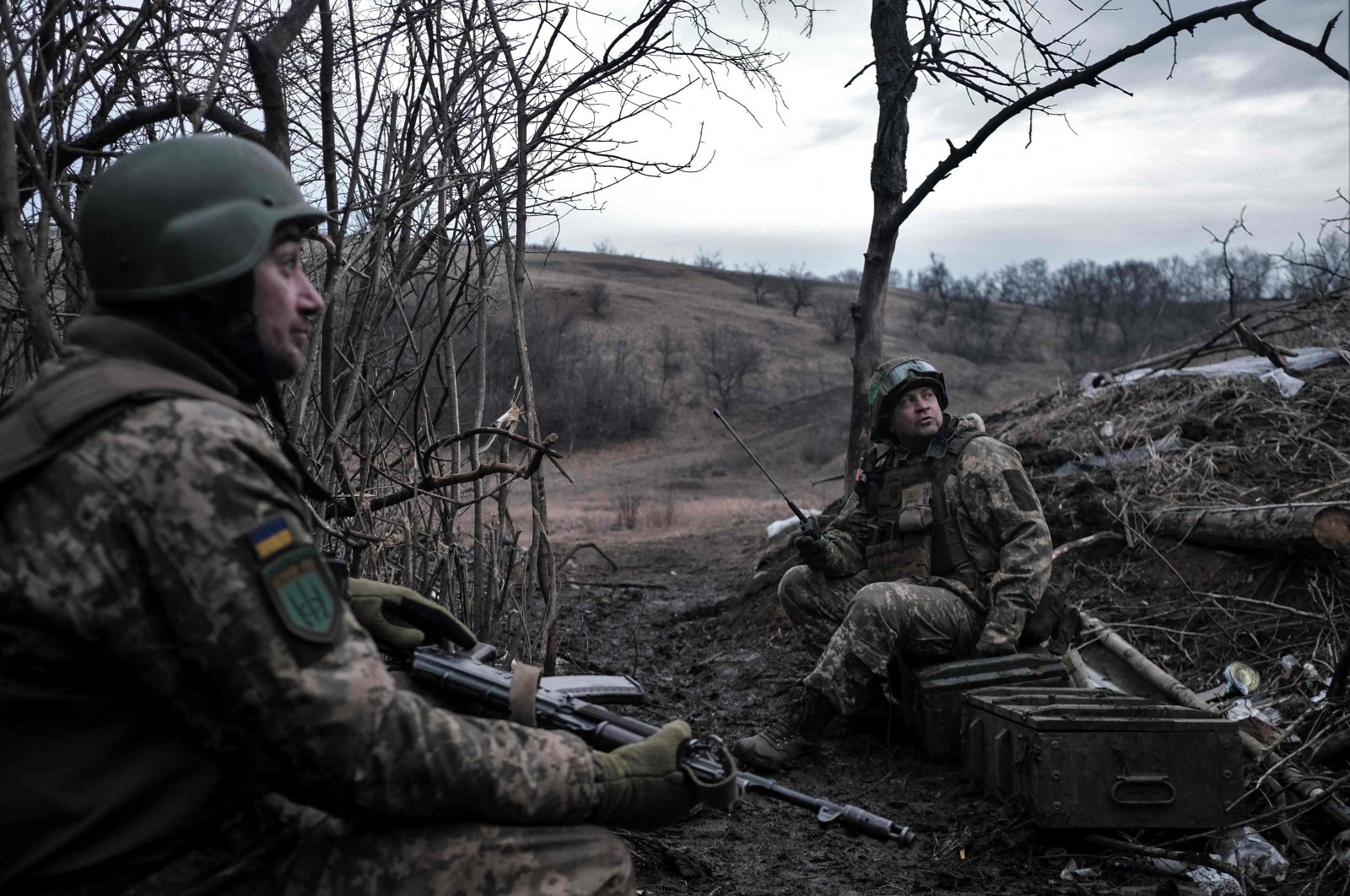 Ukrainian soldiers hold their positions at the front line near Bakhmut, Donetsk region, Ukraine, March 11, 2023. (AFP Photo)