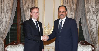 Presidential Spokesperson Ibrahim Kalın (R) and U.S. National Security Adviser Jake Sullivan are seen at the Mabeyn Mansion in Istanbul, Türkiye, Oct. 2, 2022 (AA Photo)