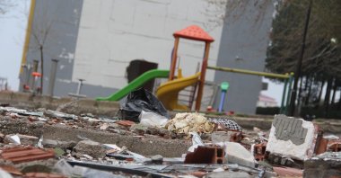 A view of a playground in the aftermath of the earthquakes, Hatay, southeastern Türkiye, March 14, 2023. (IHA Photo)