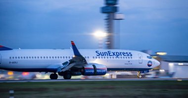 A SunExpress Boeing 737 aircraft lands at Düsseldorf International Airport (DUS), in Germany, March 3, 2020. (Reuters Photo)